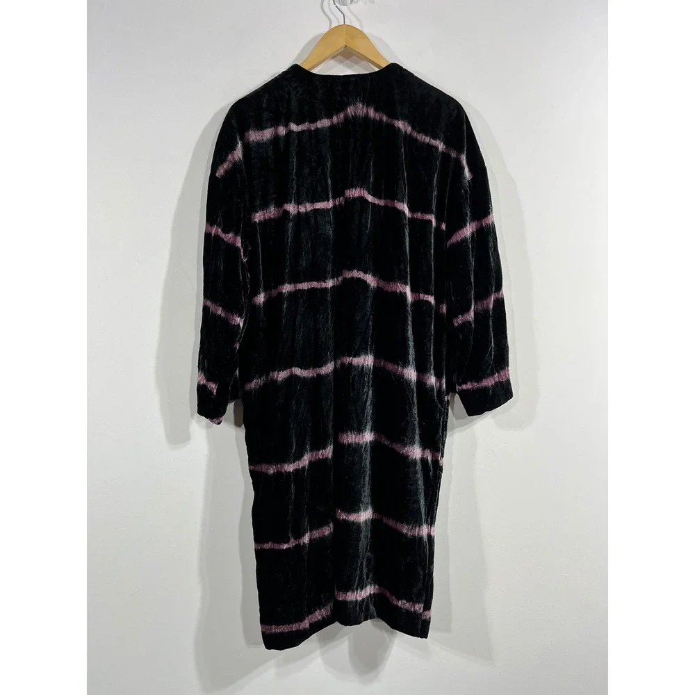Pure Jill J Jill Velvet Kimono Duster Cardigan Black Stripe Womens Large Artsy